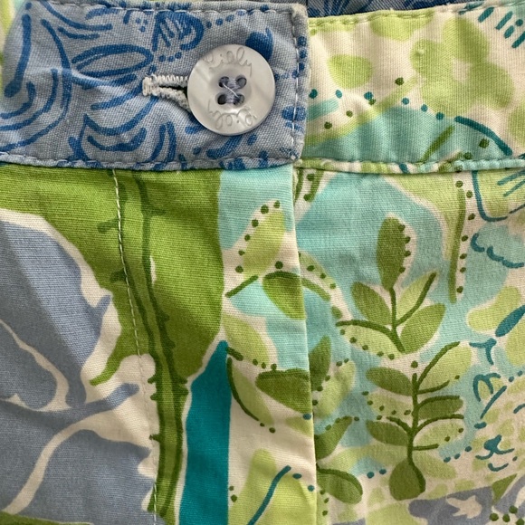 Vintage Lilly Pulitzer Animal zoo Blue Green Print Patchwork Cropped Capri sz 8 - Picture 2 of 9
